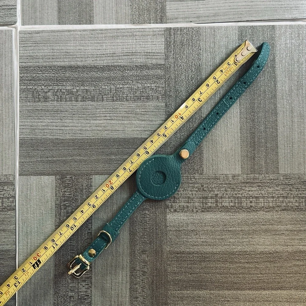 AirTag holder cat collar! Green Leather One-Piece Strap
